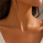 Chaîne de perles unisexe plaquée or en acier inoxydable 316 revêtement PVD – Image 2
