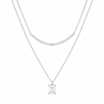 Collier double chaîne en acier inoxydable 302 revêtement PVD couleur argent