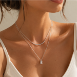 Collier double chaîne en acier inoxydable 302 revêtement PVD couleur argent – Image 2