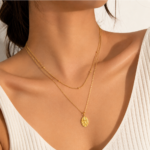 Collier double chaîne en acier inoxydable revêtement PVD plaqué or 18K – Image 2
