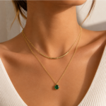 Collier double chaîne plaqué or en acier inoxydable 304 revêtement PVD — Modèle 1 – Image 2