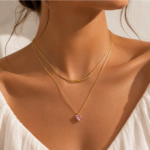 Collier double chaîne plaqué or en acier inoxydable 304 revêtement PVD – Image 2