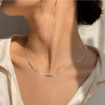 Collier élégant en acier inoxydable 316 revêtement PVD couleur argent – Image 2