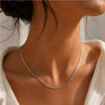 Collier feuille en acier inoxydable 316 revêtement PVD couleur argent – Image 2