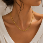 Collier feuille plaqué or en acier inoxydable revêtement PVD unisexe – Image 2