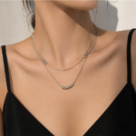 Collier motif géométrique en acier inoxydable 304 couleur argent – Image 2