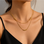 Collier motif géométrique plaqué or en acier inoxydable revêtement PVD – Image 2